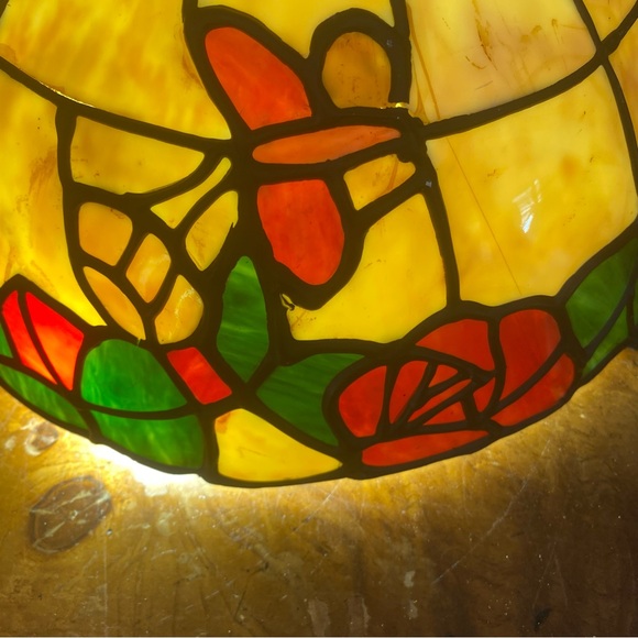 Vintage Tiffany Style Stained Plastic Light Shade Butterflies Shade Only -Read - Picture 3 of 16